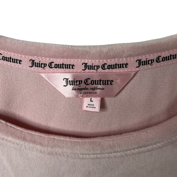 Juicy Couture Velour Bling Sequin Short Sleeve Sleep Pajama Top NWT Pink Large - Picture 6 of 7